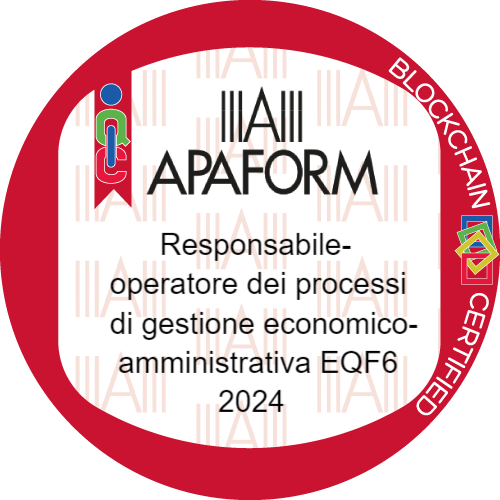 Responsabile-operatore dei processi di gestione economico-amministrativa di istituzioni e società formative livello EQF 6 stimato da APAFORM